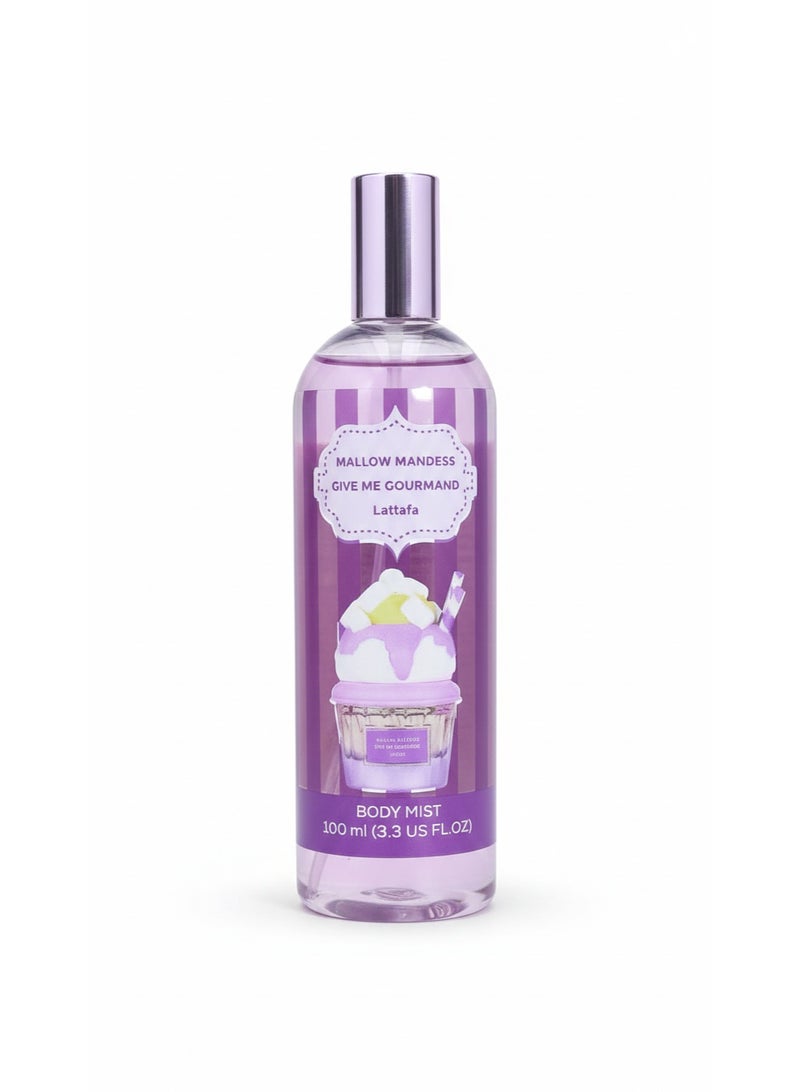 Lattafa Mallow Madness "Give Me Gourmand" Body Mist - 100ml (3.3 US FL.OZ) | Sweet Marshmallow & Vanilla Scented Fragrance Spray for Women | Long-Lasting Refreshing Daily Wear - Image 1
